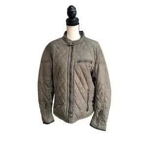 Polo Ralph Lauren Quilted Cafe Racer Jacket Mens Medium Olive Moto Zip $595